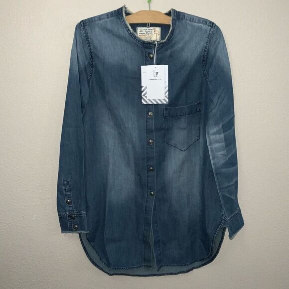 Sandrine Rose x Free People Chambray Button Up Top size XS NEW - Picture 5 of 7